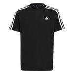 adidas Unisex Kids Essentials 3-Stripes Cotton Tee, Black/White, 13-14 Years