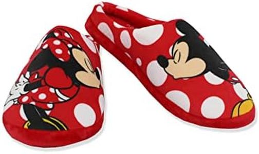 Disney Mickey and Minnie Mouse Polka Dot Adult Women's Scuff Slide On Slippers (Small, Red)