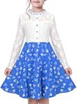 Sunny Fashion Girls Dress Blue Lace Heart Button Pearl Elegant Princess Party Pageant 12 Years