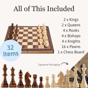 Jaques Large Wooden Chess Set – Classic Board Game