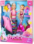 Magical Mermaid Dolls Set for Girls 4-7 - Princess Twin Dolls with Color-Changing Purple Dolphin, Summer Outfits & Sparkling Accessories (Crown, Flip Scales, Starfish Comb) Water Play Birthday Gift