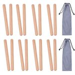 8 Pairs (16 Packs) Classical Wood Claves Musical Percussion Instrument, 8 Inch Natural Hardwood Rhythm Sticks with 2 Carry Bags for Adults and Kids