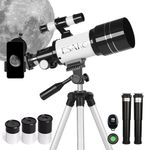 ESAKO Telescope for Kids & Adults, 70mm Portable Beginner Telescopes with 3 Eyepieces, Height Adjustable Tripod & Phone Adapter