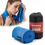 Rainberg Microfiber Towel (180x90cm), Large Gym Towel, Quick Dry Towel – Fast Drying, Super Absorbent, Ultra Compact, Lightweight, Great for Camping, Gym, Beach & Swimming (Blue)
