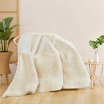 MINGPINHUIUS Luxury Thick Faux Fur Mink Cashmere Throw Blanket, Super Heavy Warm Cozy Blankets for Couch Bed Sofa, Elegant Soft Reversible Fuzzy Mink Blanket for Living Room Bedroom, White