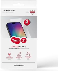 Tech21 Impact Glass Screen Protector for iPhone 15 Pro - Pack of 2