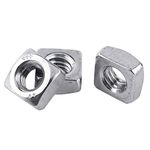 100Pcs M3 DIN557 Metric Thread Square Nuts, S304 Stainless Steel Square Nut for Machine Fastener, Silver Color