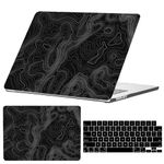 Miwasion Compatible with MacBook Air 15 inch Case,2023 Newly Release Model Mac Air 15.3" A2941 M2 with Retina Display & Touch ID, Laptop Hard Shell (Black Topographic Contour Pattern)