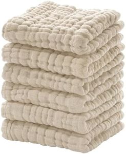 Looxii Muslin Baby Washcloths 6 Pack, 100% Cotton Baby Wash Cloths for Baby Face Body, 12x12 inches Large Soft Absorbent Face Towels for Newborns