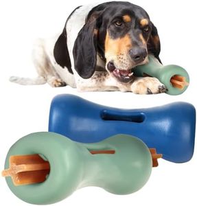 Evergreen Pet Supplies [2 Pack Dog Treat Puzzle Enrichment Toy - Interactive Dog Treat Dispenser Toy“ Dog Treat Hider for Aggressive Chewers - Puzzles for Large Dogs - Stimulating Bully Stick Holder