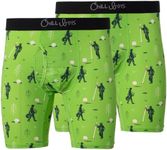 Chill Boys Cool Men's Boxer Briefs 2 Pack Golf Boxers. Comfortable Men's Underwear. Breathable Anti-Chafing Boxers for Men (Medium, Green Golf Print)