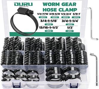 OURU Black Hose Clamp-175PCS Stainless Steel Hose Clamps Assortment Adjustable 1/4"-2"(6-51mm) Worm Gear Hose Clamp,Heavy Duty Small Hose Clamps for Automotive,Pipe,Radiator Plumbing,Fuel Line