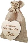 Why You are My Friend Jute Bag | Wood Heart Tokens Jute Bag | Portable 10 Reasons Why You are My Bestie Jute Bag for Friends Boys Girls Puchen