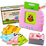 Talking Flash Cards Learning Toys for Toddlers 1-6 Year Old,British English, 224 Words, Audible Educational Toys, Preschool Learning Resource Electronic Interactive Toy Birthday Gifts for Kids-Pink