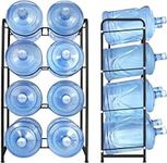 Water Bottle Storage Rack, 4-Tier Reinforced Carbon Steel Water Jug Holder for 8 Bottles of 5-Gallon Water Cooler Bottles Organizer for Office, Family, Garages, Restaurant, and Gym. Black