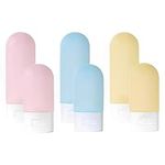 SamHeng 6 Pcs Travel Bottles for Toiletries, 3 Colors 30ml/50ml Refillable Squeezable Container, Small Empty Plastic Leak Proof Squeeze Bottles for Liquids Shampoo Conditioner Lotion Shower Gel