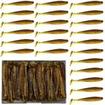 Funzhan 50Pcs Soft Baits for Bass Fishing Paddle Tail Swimbaits Lures Shad Gear Plastic Box for Crappie Redfish Salmon Trout Freshwater Redfish Saltwater