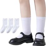 MIKONIKO Boys & Girls White Calf Length Solid School Socks (Pack of 3 Pairs), 3-4 Years