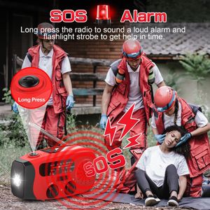 Wind Up Solar Emergency Radio – AM/FM, LED Torch, Power Bank, Red