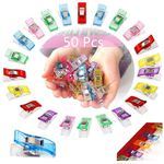 50 Pcs Sewing Clips Multi-Color for Sewing Craft Clamps Crochet and Knitting All Purpose for Quilting Binding Clips Fabric Clips Blinder Clips Photo Hanging Clips, Multicolered