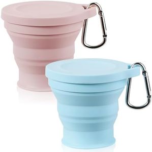 2pcs Collapsible Cup, Silicone Folding Cup for Travel, Outdoor Retractable Cup with Lid, Portable