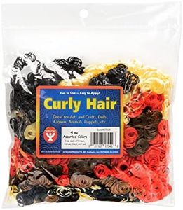 Hygloss 4-Ounces Assorted Fake Curly Hair - Great for Doll Making Supplies, Dolls Hair and All Types of Arts and Crafts - Easy to Apply – 4 Colors - Brown, Blonde, Red, Black - 1 oz. Each