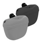 Silicone Dog Treat Pouch 2pcs, MGKSHADOW Treat Pouch Dog Training with Clip and Magnetic Closure, Dog Treat Bag for Dog Walks (Grey & Black)