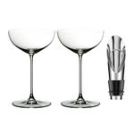 Riedel Veritas Moscato/Coupe/Martini Glass (2-Pack) Bundle with Wine Pourer Bundle (2 Items)