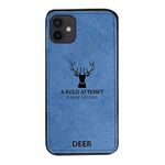 MOBILOVE Deer Pattern Cloth Texture Leather Finish Soft Fabric Case Hybrid Protective Case with Camera Protection for | iPhone 11 (Blue)