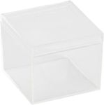 Hammont Clear Acrylic Box - Square Cube Home Storage Boxes - Bathroom Organizers | Kitchen | Office Containers - Display Box with Lid - Party Favor Gift Boxes | Measures 2.13"x2.13"x1.75" | 12 Pack