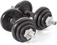 York Fitness 20 kg Cast Iron Spinlock Dumbbell - Adjustable Hand Weights Set (Pack of 2) - Black