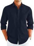 COOFANDY Men's Button Down Long Sleeve Dress Shirt Business Casual Untucked Regular Fit Fashion Button Up Shirts Blue M