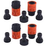 HQMPC 10 Pieces Plastic Garden Hose Connector Garden Quick Connectors 3/4"GHT Female And Male Couplers 3/4" Female Males Male Nipples 2sets(10PCS CONNECTORS)