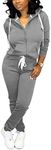 Nimsruc Two Piece Outfits For Women Jogging Suits Casual Tracksuit Long Sleeve Sweatsuit Pants Sets Gray S