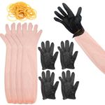 20 Pairs Field Dressing Kit Hunting Deer Cleaning Gloves with Disposable Pvc Long and Short Gutting Hunting Field Dressing Butchering Kit for Pig Deer Animals Butt Out Buttout Tool (Black, Pink)