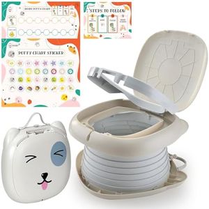 DOSBY Travel Potty for Toddlers. Portable, Foldable, Carry Potty for Toddlers Boys and Girls. Fun Training with Potty Training Reward Chart. Indoor/Outdoor (Grey)