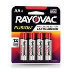 RAYOVAC 815-4TFUS Fusion Long-Lasting Alkaline Batteries AA, 4 Pack