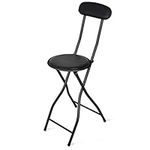 Albert Austin 1x Folding Bar Stool | Comfortable Padded Seat | High Back Kitchen Counter Breakfast Bar Desk Stool Chair | Lightweight And Portable | Fold Up Picnic Garden Party Stool Seat (Black)