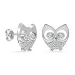 LeCalla 925 Sterling Silver BIS Hallmarked Cubic Zirconia Sparkling Owl Stud Earrings For Women and Girls