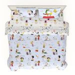 Franco Collectibles Peanuts Multi Character Bedding 7 Piece Super Soft Comforter and Sheet Set with Sham, King, (100% Official Licensed Product)