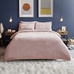 Silentnight Teddy Fleece Duvet Set – Teddy Bear Bedding Fluffy Fleece Duvet Cover and Pillowcase Set Warm Cosy and Super Soft – Single – 135x200cm – Blush Pink