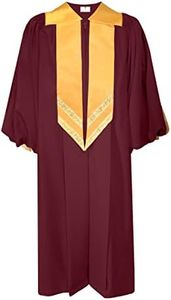 GradPlaza Deluxe Choir Robe with Cuff Sleeves For Church Clergy Clothing Priest Robe Maroon Size 54FF