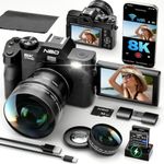 NBD 8K Digital Cameras for Photography with 180°Flip Screen, Dual-Lens