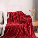 CURECURE Electric Heated Blanket Throw 130x180cm Large Soft Flannel Heating Blanket with 4 Heating Levels and 6 Hours Auto Off, Home Office Use Fast Heating Blanket, Detachable Switch Washable