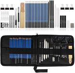 Ulifeme Sketch Drawing Pencil Set, 50pcs Sketching Pencils Art Supplies Kit, Charcoal Pencils, Graphite Pencils, Eraser, Drawing Tools for Artist, Beginners, Children & Adults, Black Canvas Bag Packed