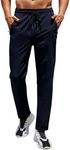 COOFANDY Mens Hiking Pants Lightweight Drawstring Track Pants Quick Dry Outdoor Golf Pants with Pockets Navy Blue