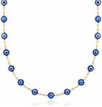 Barzel 18K Gold Plated Evil Eye Necklace In 18 Inches with 2 Inches Extension - Made In Brazil