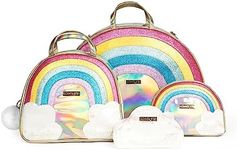 Glimmer Wish Unicorn Rainbow Travel Luggage Set - Overnight Bag, Cosmetic Bag, Selfcare Keepall, and Cloud Pouch, Set of 4 Travel Bags for Teens