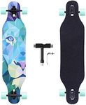 BOCIN 41 inch Freeride Longboard Drop Through Skateboard 8 Ply Canadian Maple Complete Cruiser for Cruising, Carving,Free-Style and Downhill (Lion)