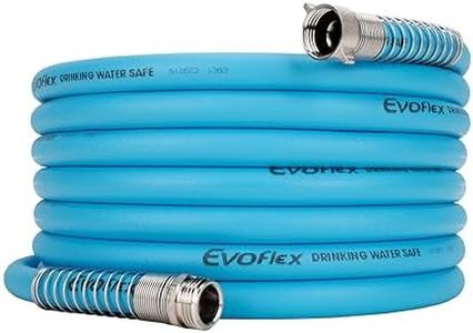 Camco EvoFlex 25-Foot Drinking Water Hose | Features an Extra Flexible Construction | Stainless Steel Strain Reliefs on Each Hose End | Ideal for RV and Marine Use (22594)
